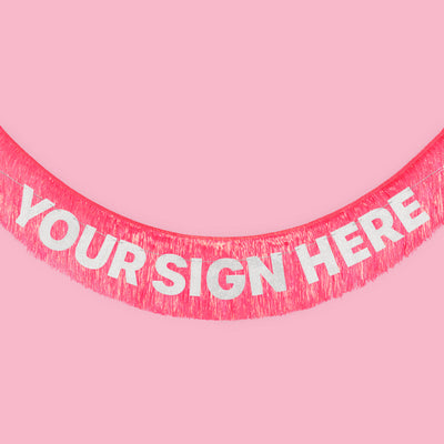 That's Hot Fringe - pink foil banner