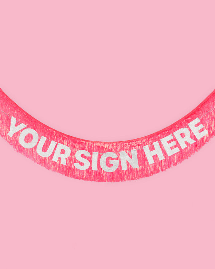 That's Hot Fringe - pink foil banner