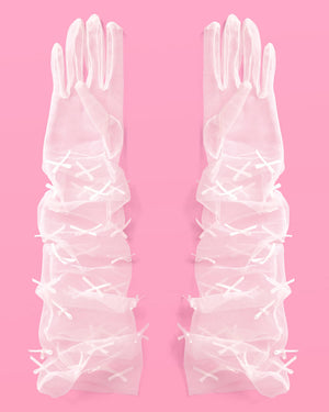 Tying the Knot Gloves - sheer bow gloves