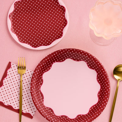 Wine Not Plate Set - 32 polka dot plates