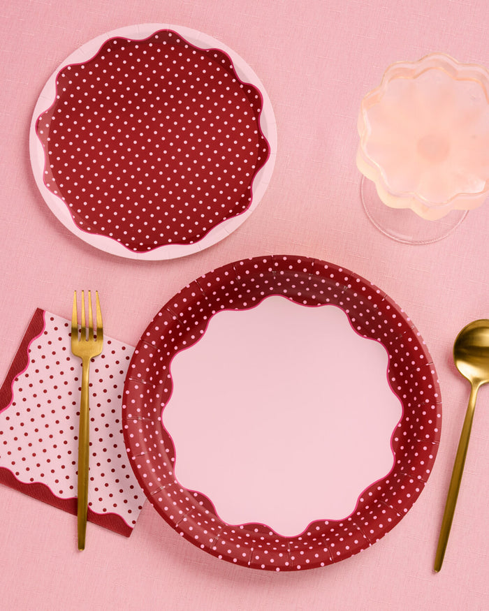Wine Not Plate Set - 32 polka dot plates