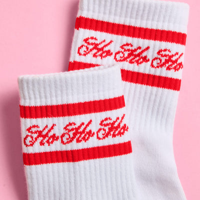 Sleigh Your Workout Grip Socks - red + white pilates socks