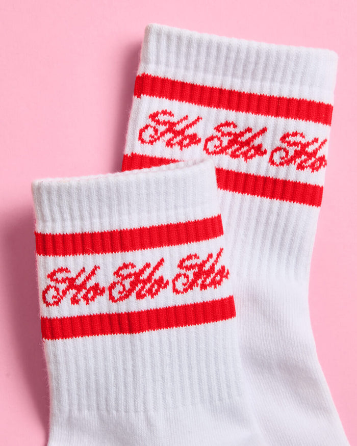 Sleigh Your Workout Grip Socks - red + white pilates socks