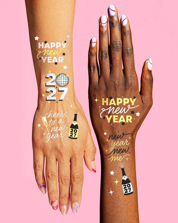 Metallic NYE Tats - 40 foil temporary tattoos