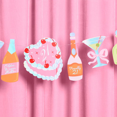 21st Birthday Banner - cocktail garland