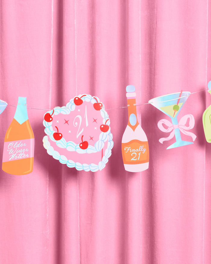 21st Birthday Banner - cocktail garland