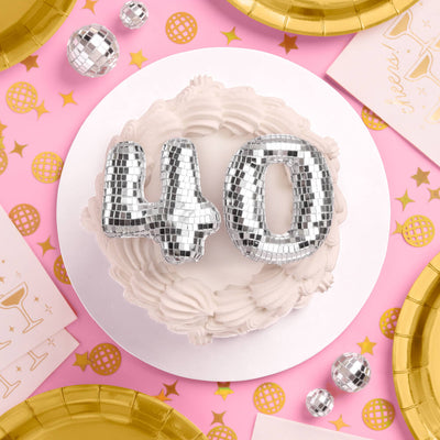 40 Disco Topper - 6 pc mirrored cake toppers