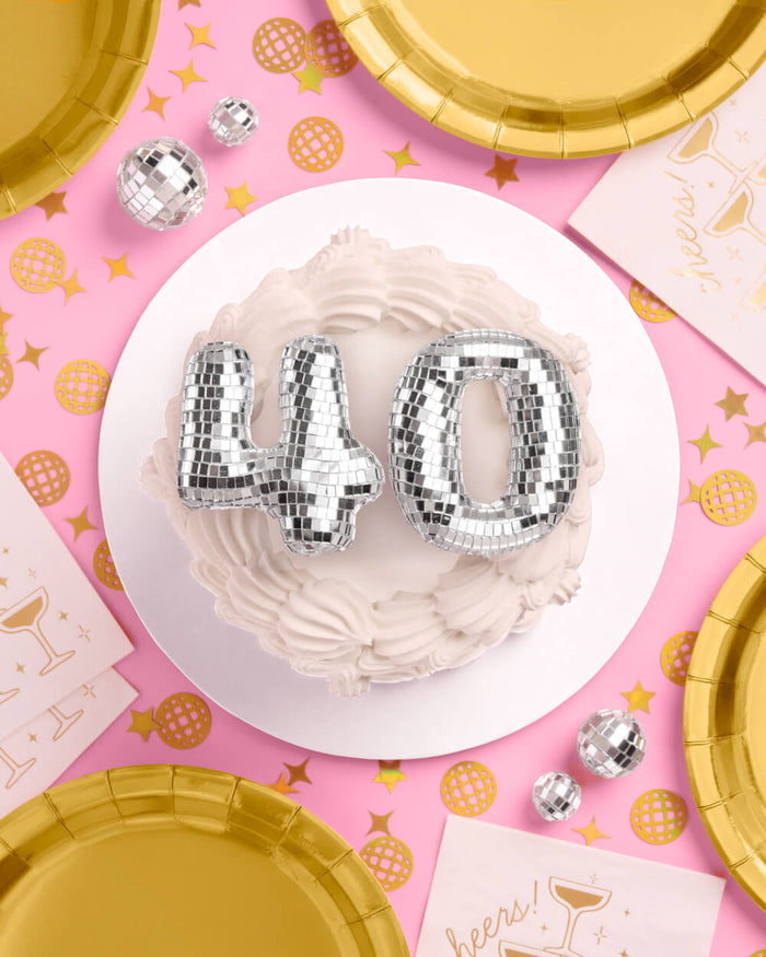 40 Disco Topper - 6 pc mirrored cake toppers