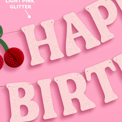 Cherry Bday Banner - 3D glitter banner