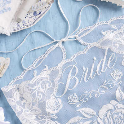 Bride Lace Headscarf - white embroidered bandana