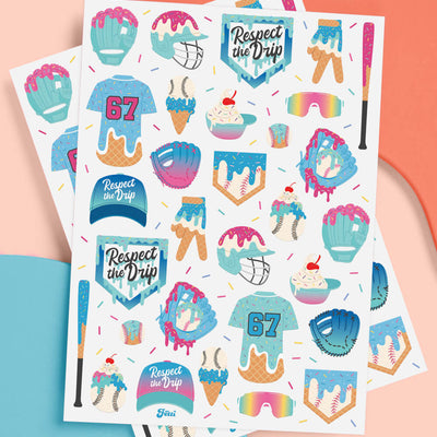 Baseball Drip Tattoos - 2 sheets of tattoos