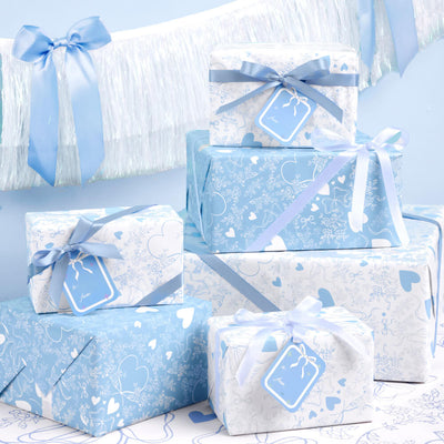 Something Blue Wrapping Paper Set - 12 sheets + 16 tags