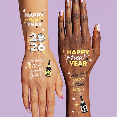 Metallic NYE Tats - 40 foil temporary tattoos