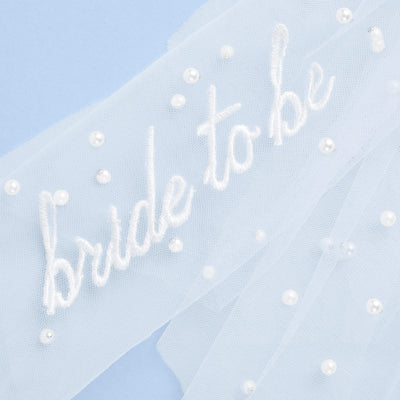 Pearl to Be Bow - white tulle bow w/ pearls