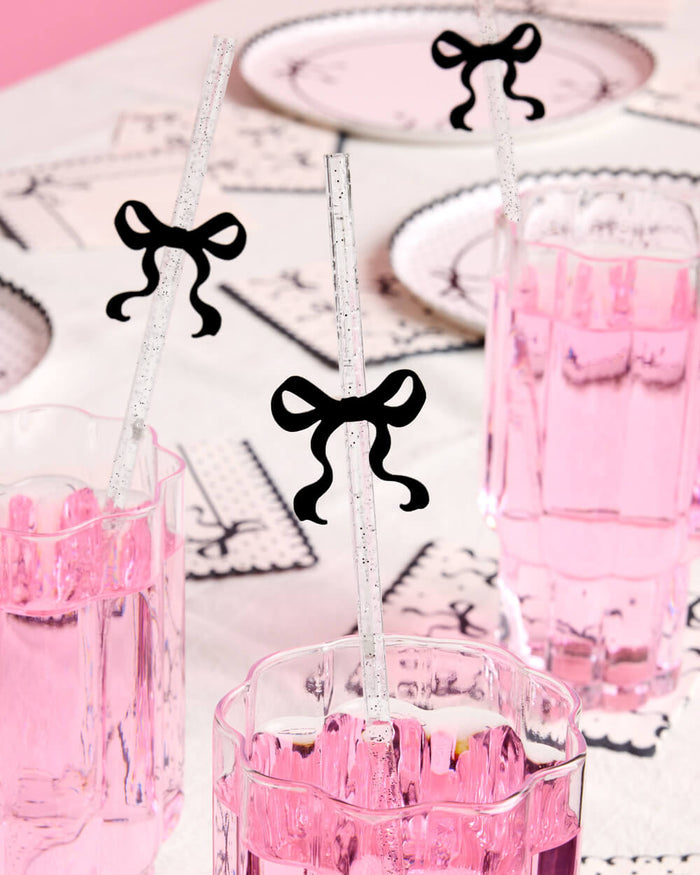 Little Black Bow Straws - 12 reusable straws