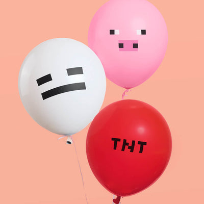 Pixel Mining Game Balloon Pack - 25 latex balloons