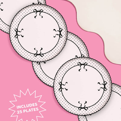 Little Black Bow Plates - 25 paper plates