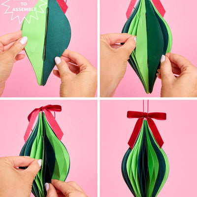 Holiday Ornament Set - 4 accordion paper ornaments
