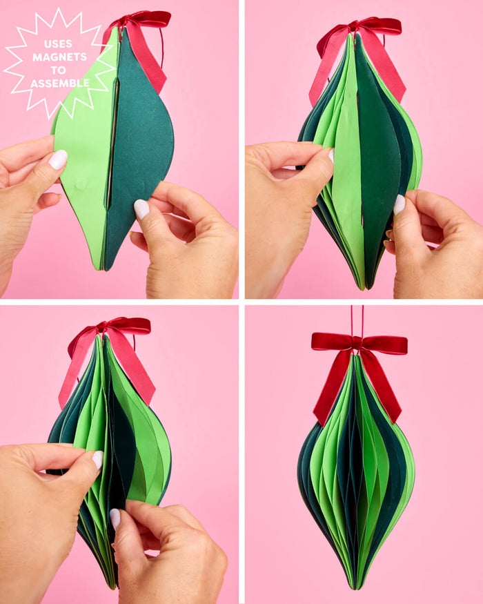 Holiday Ornament Set - 4 accordion paper ornaments