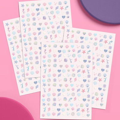 Pearlescent Mermaid Nail Stickers - 584 adhesive nail stickers