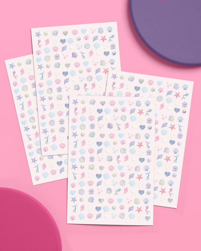 Pearlescent Mermaid Nail Stickers - 584 adhesive nail stickers
