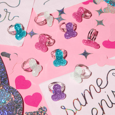 Naughty Glitter Ring Set - 10 glitter penis rings