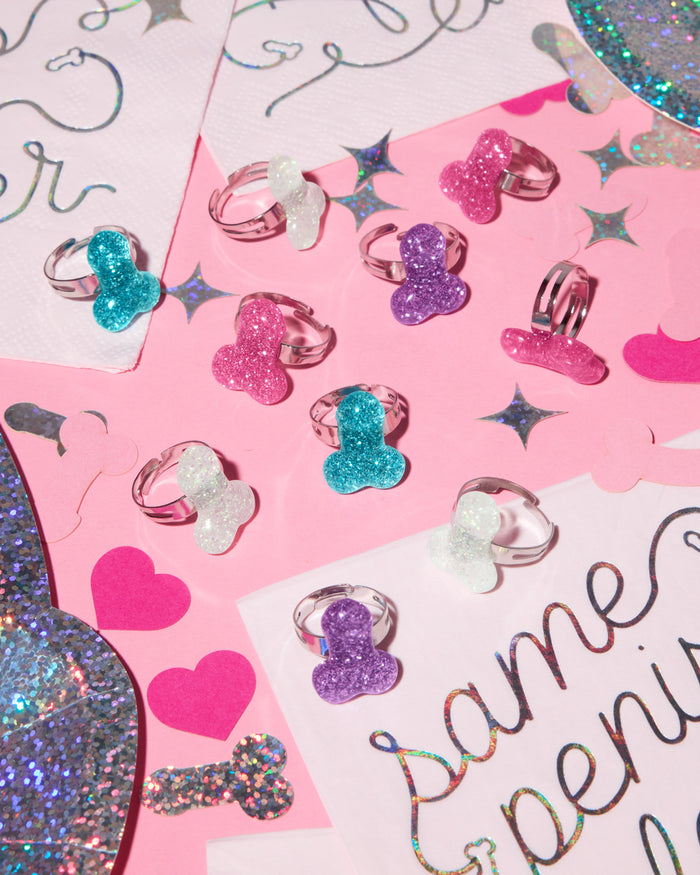 Naughty Glitter Ring Set - 10 glitter penis rings