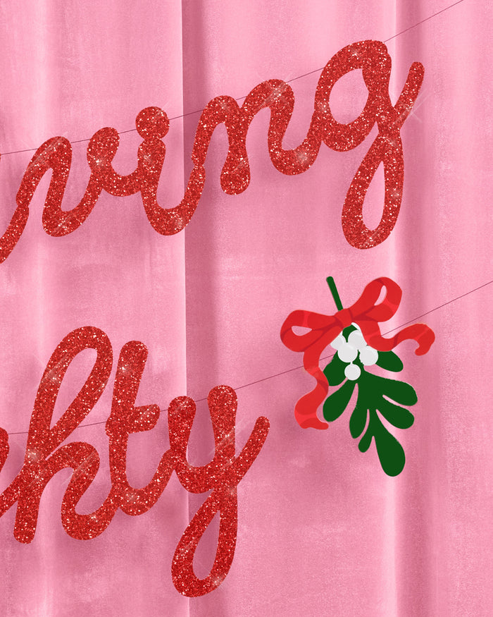 It's Giving Naughty Banner - red glitter banner