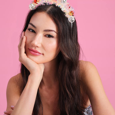 Disco Christmas Headband - ornaments + fringe headband