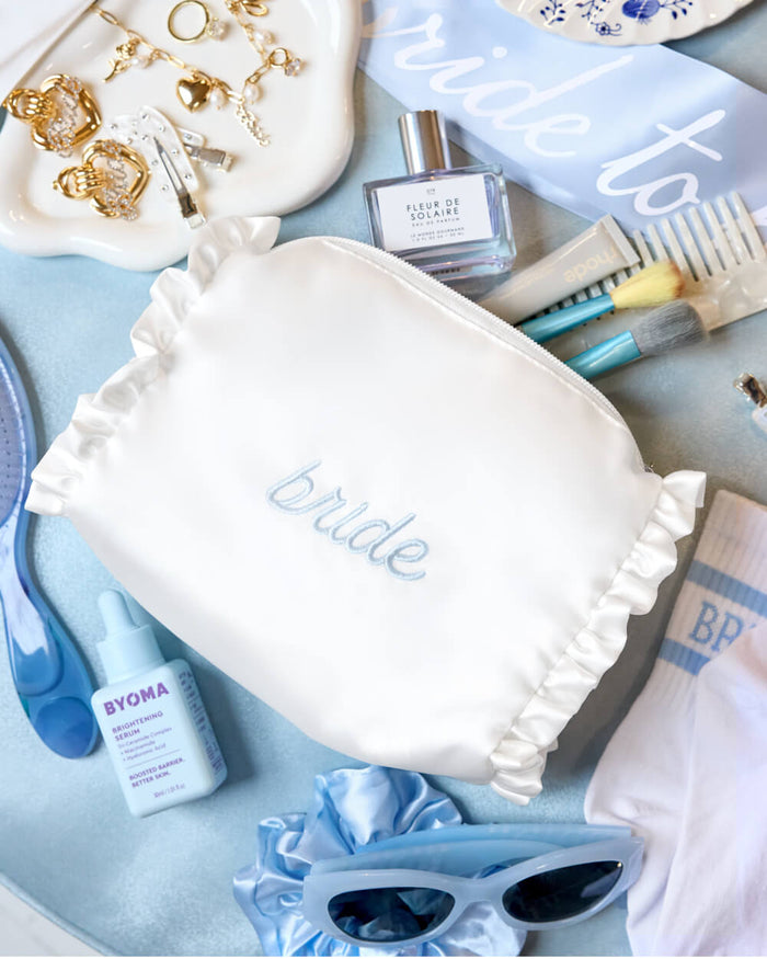 Bride Cosmetic Bag - cream embroidered bag