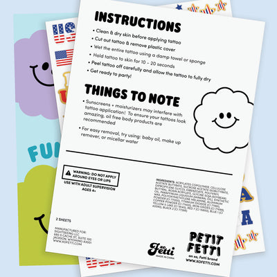 Stars & Stripes Tats - 70 foil temporary tattoos