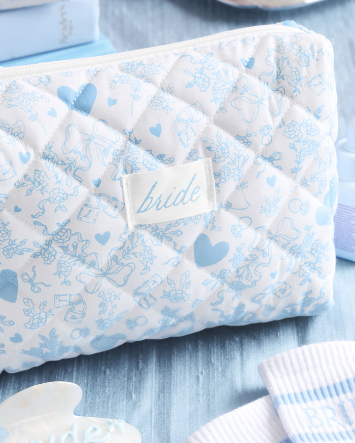 Something Blue Bag - quilted cosmetic bag