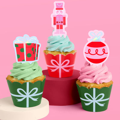 Deck the Cupcakes Set - 24 sets of liners + toppers