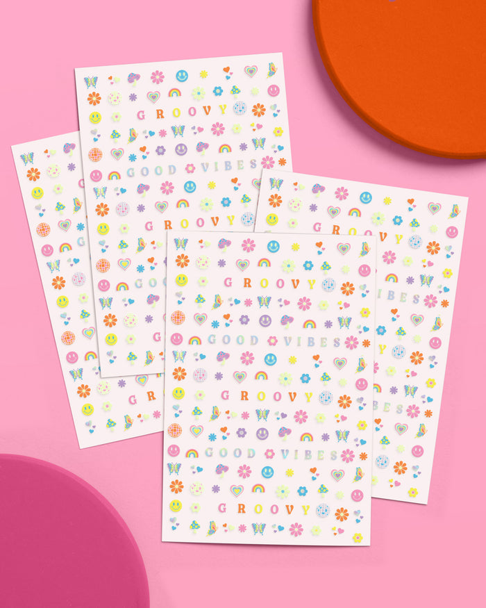 Groovy Glow Nail Stickers - 692 glow in dark stickers