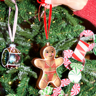 Naughty Gingerbread Ornament - Glitter Holiday Ornament
