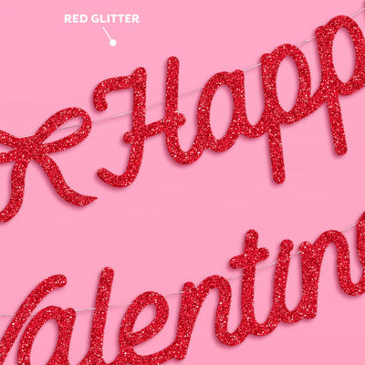 Happy Vday Banner - 3D glitter banner