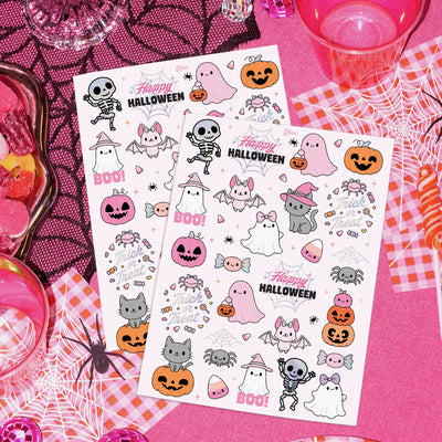 Pink Halloween Kawaii Tattoos - 50 temporary tattoos