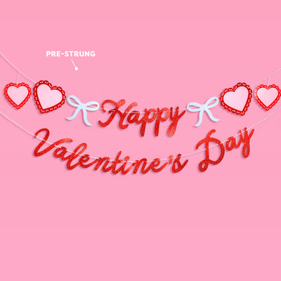 Happy Vday Banner - 3D glitter banner