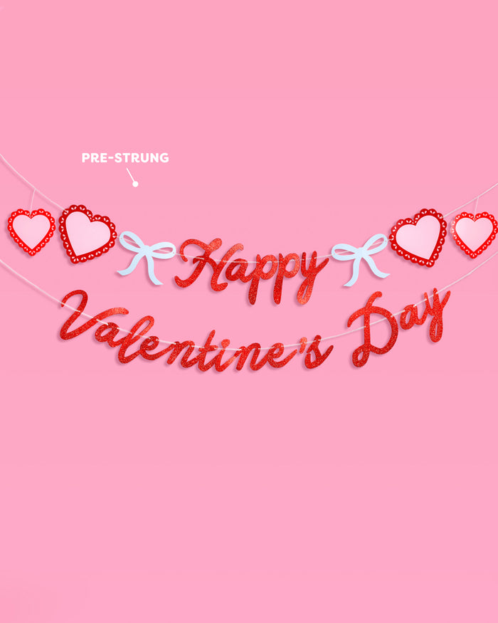 Happy Vday Banner - 3D glitter banner