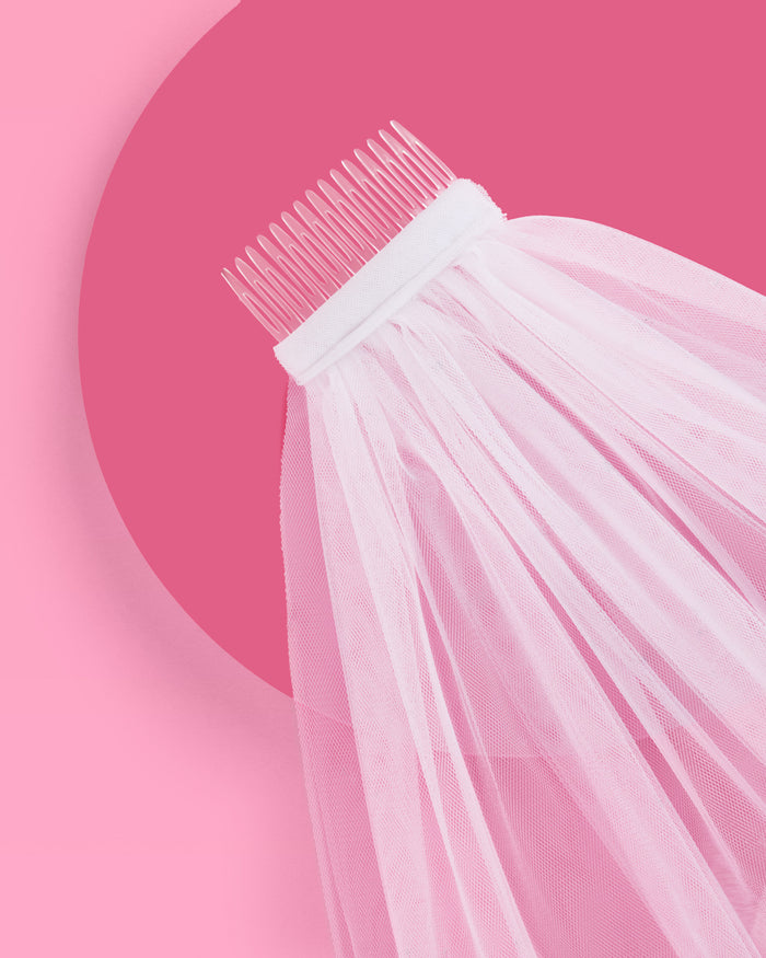 Bride To Be Pearl Veil - white tulle veil + pearl logo