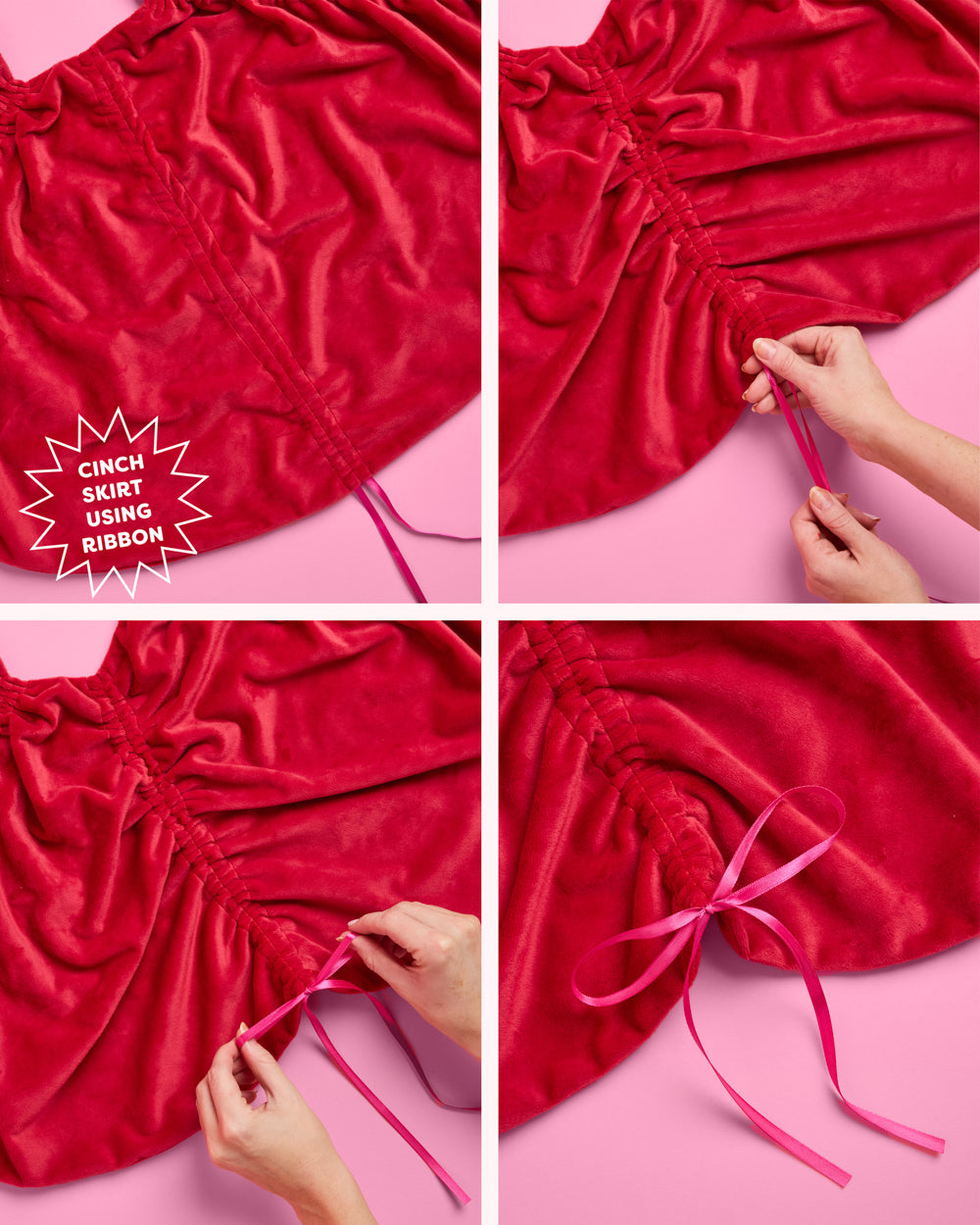 Red Velvet Tree Skirt - ruched tree skirt