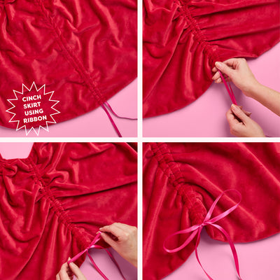 Red Velvet Tree Skirt - ruched tree skirt