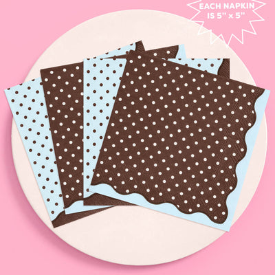 Beary Sweet Napkins - 24 polka dot paper napkins