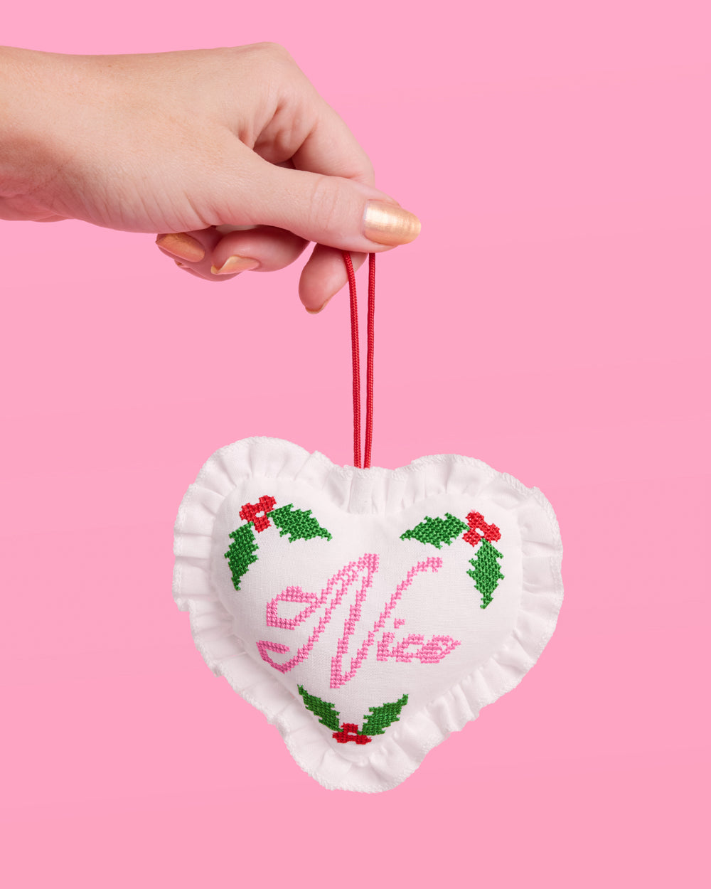 Naughty or Nice Ornament - cross stitch ornament