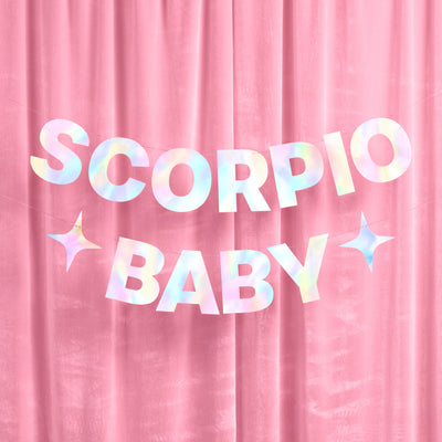 Scorpio Baby Banner - iridescent foil banner