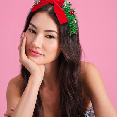 Oh Christmas Headband - fringe + bow headband