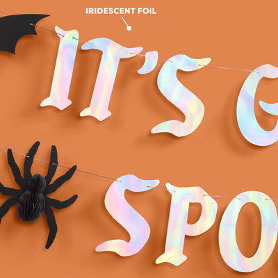 It's Giving Spooky Banner - iridescent foil banner