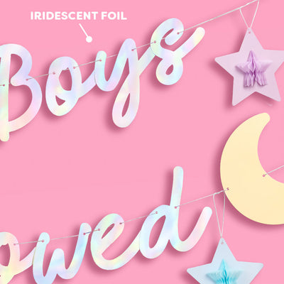 No Boys Allowed Banner - iridescent foil banner