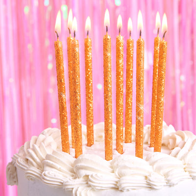 Orange Glitter Candles - 10 glitter candles