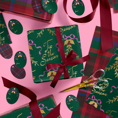 Tis the Season Wrapping Paper - 12 sheets + 16 tags